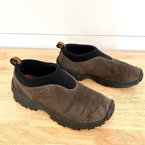 Merrell Suede Slip On Winter Mocs in Gunsmoke Brown Trail Shoes, Size 8.5 - Picture 4 of 11